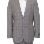 Windowpane Gray-Blue Modern Fit Two Button Wool Suit