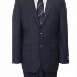 Classic Windowpane Navy Two Button Modern Fit Wool Suit