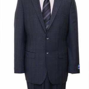 Classic Windowpane Navy Two Button Modern Fit Wool Suit
