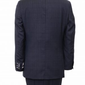 Classic Windowpane Navy Two Button Modern Fit Wool Suit Back