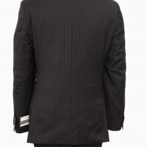 Classic Pinstripe Black Modern Fit Two Button 100% Wool Suit Back