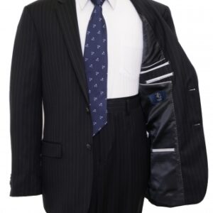 Pinstripe Navy Modern Fit Two Button Wool Suit Inside Lining