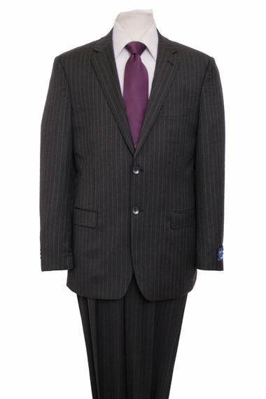 Pinstripe Dark Gray Two Button Modern Fit Wool Suit Pinstripe Dark Gray Two Button Modern Fit Wool Suit