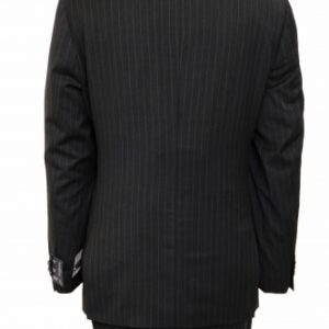 Pinstripe Dark Gray Two Button Modern Fit Wool Suit Back