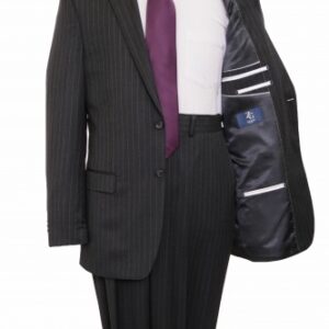 Pinstripe Dark Gray Two Button Modern Fit Wool Suit Inside Lining