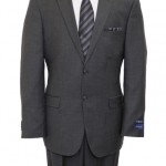 Solid Dark Gray Two Button Modern Fit Wool Suit