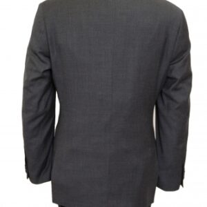 Solid Dark Gray Two Button Modern Fit Wool Suit Back