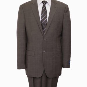 Plaid Dark Taupe Two Button Modern Fit Wool Suit