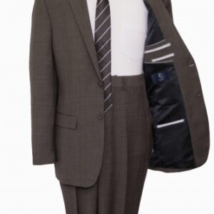 Plaid Dark Taupe Two Button Modern Fit Wool Suit Inside Lining