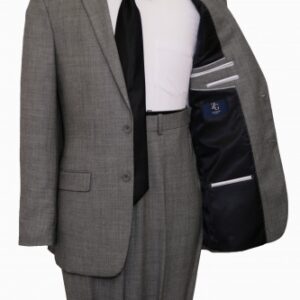 Birdseye Black & White (Light Grey) Two Button Modern Fit Wool Suit Inside Lining