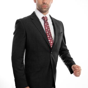 Classic Black Modern Fit Two Button Two Piece 100% Wool Suit