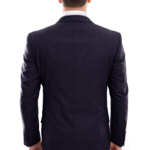 Classic Navy Modern Fit Two Button Two Piece Wool Suit Back View