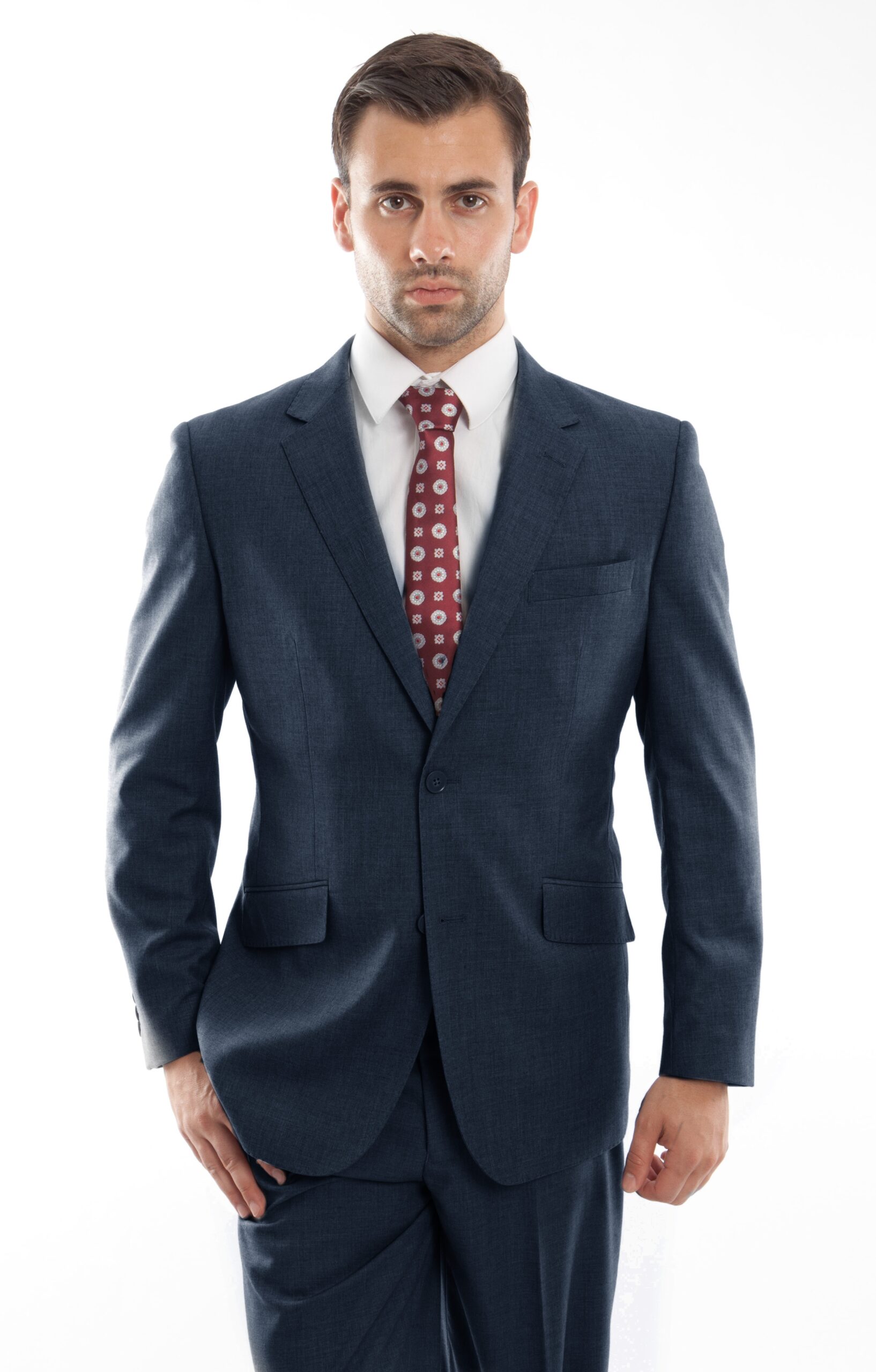 Indigo Modern Fit Two Button Two Piece Wool Suit Indigo Modern Fit Two Button Two Piece Wool Suit