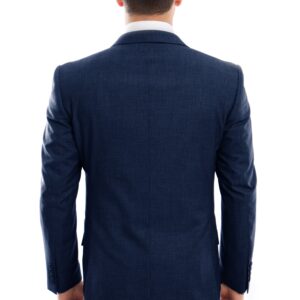 Indigo Modern Fit Two Button Two Piece Wool Suit Back View