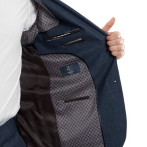 Indigo Modern Fit Two Button Two Piece Wool Suit Inside Lining