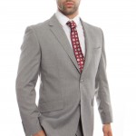 Gray Modern Fit Two Button Two Piece Wool Suit