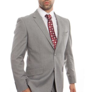 Gray Modern Fit Two Button Two Piece Wool Suit