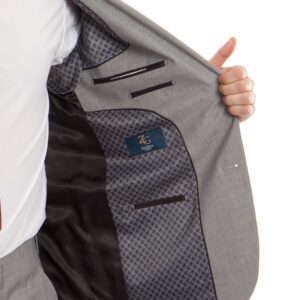 Gray Modern Fit Two Button Two Piece Wool Suit Inside Lining