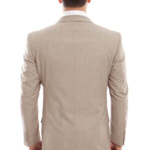 Summer Tan Modern Fit Two Button Two Piece Wool Suit Back View