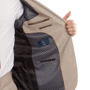 Summer Tan Modern Fit Two Button Two Piece Wool Suit Inside Lining