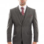 Dark Gray Modern Fit Two Button Three Piece Wool Suit