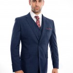 Indigo Three Piece Modern Fit Two Button Wool Suit