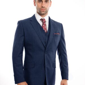 Indigo Three Piece Modern Fit Two Button Wool Suit