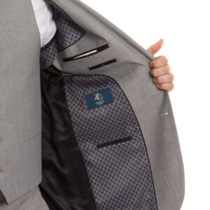 Gray Three Piece Modern Fit Two Button Wool Suit Inside Lining