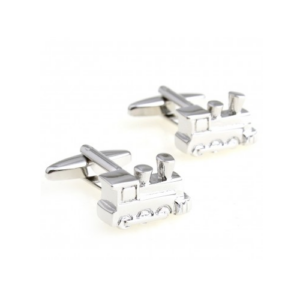 Silver Coal Train Engine Cuff Links