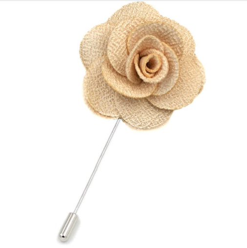 Cream Fabric Flower Lapel Pin