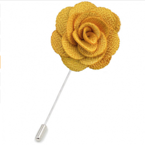 Gold Fabric Flower Lapel Pin