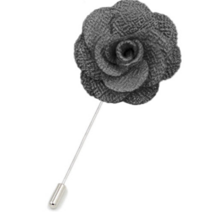 Gray Fabric Flower Lapel Pin