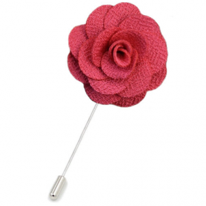 Red Fabric Flower Lapel Pin