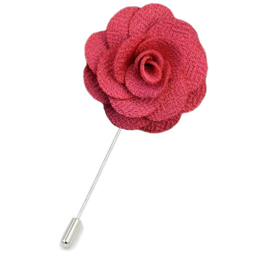 Red Fabric Flower Lapel Pin