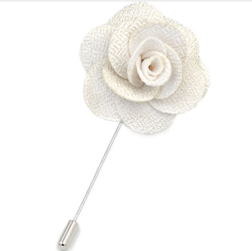 White Fabric Flower Lapel Pin