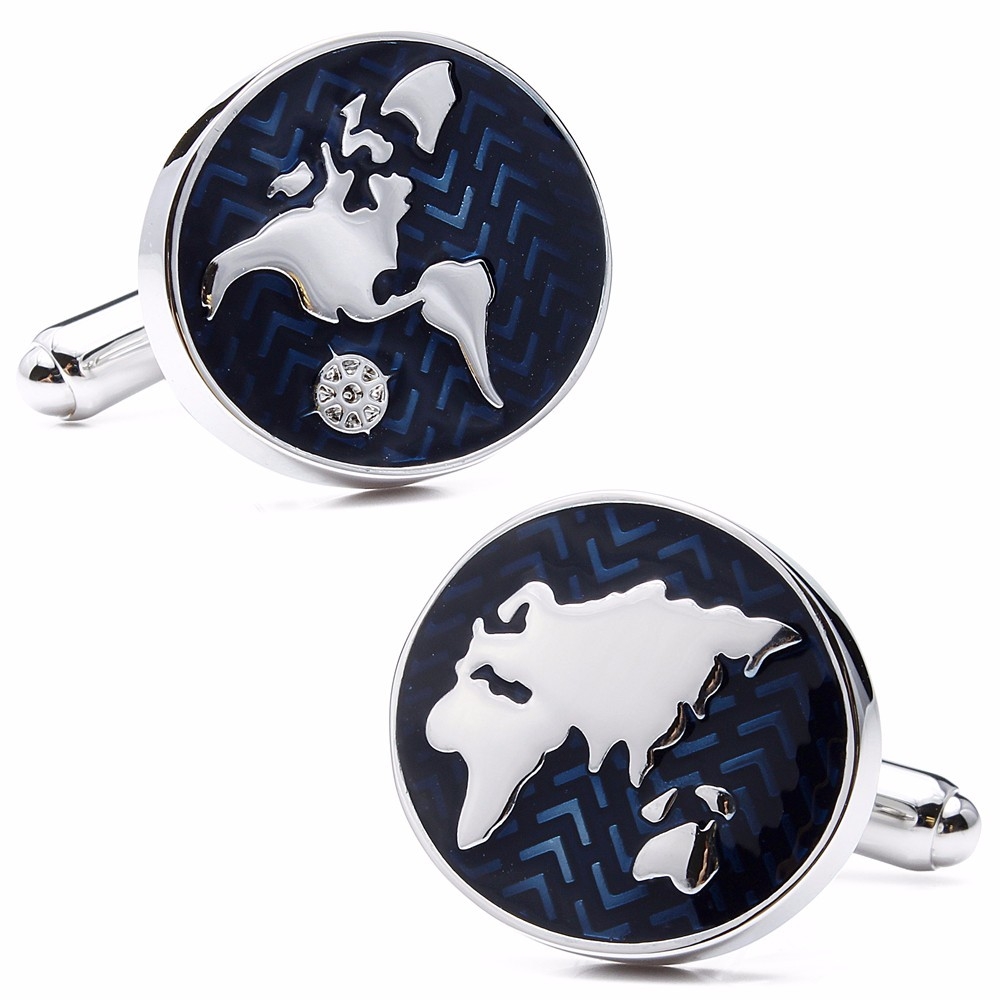 Blue World Atlas Cuff Links