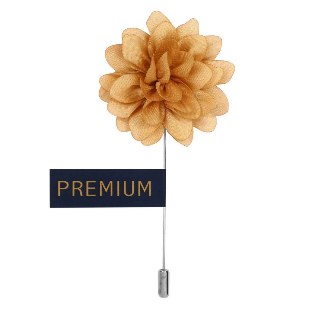 Tan Fabric Flower Lapel Pin-0