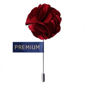 Wine Red Fabric Flower Lapel Pin-0