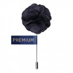 Black Fabric Flower Lapel Pin-0