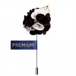 Black and White Fabric Flower Lapel Pin-0