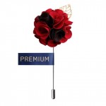 Red and Wine Fabric Flower Lapel Pin-0