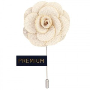 Simple White Fabric Flower Lapel Pin-0
