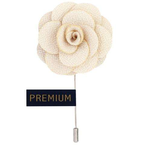 Simple White Fabric Flower Lapel Pin-0