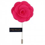 Simple Fushia Fabric Flower Lapel Pin-0