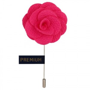 Simple Fushia Fabric Flower Lapel Pin-0