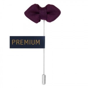 Purple Fabric Bow Tie Lapel Pin-0