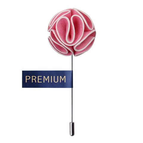 Pink Round Fabric Flower Lapel Pin-0