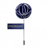 Blue Round Fabric Flower Lapel Pin-0