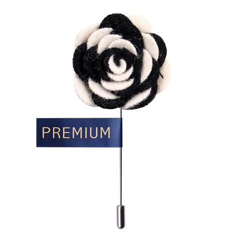 Simple Navy and White Fabric Flower Lapel Pin-0