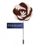 Simple Brown and White Fabric Flower Lapel Pin-0